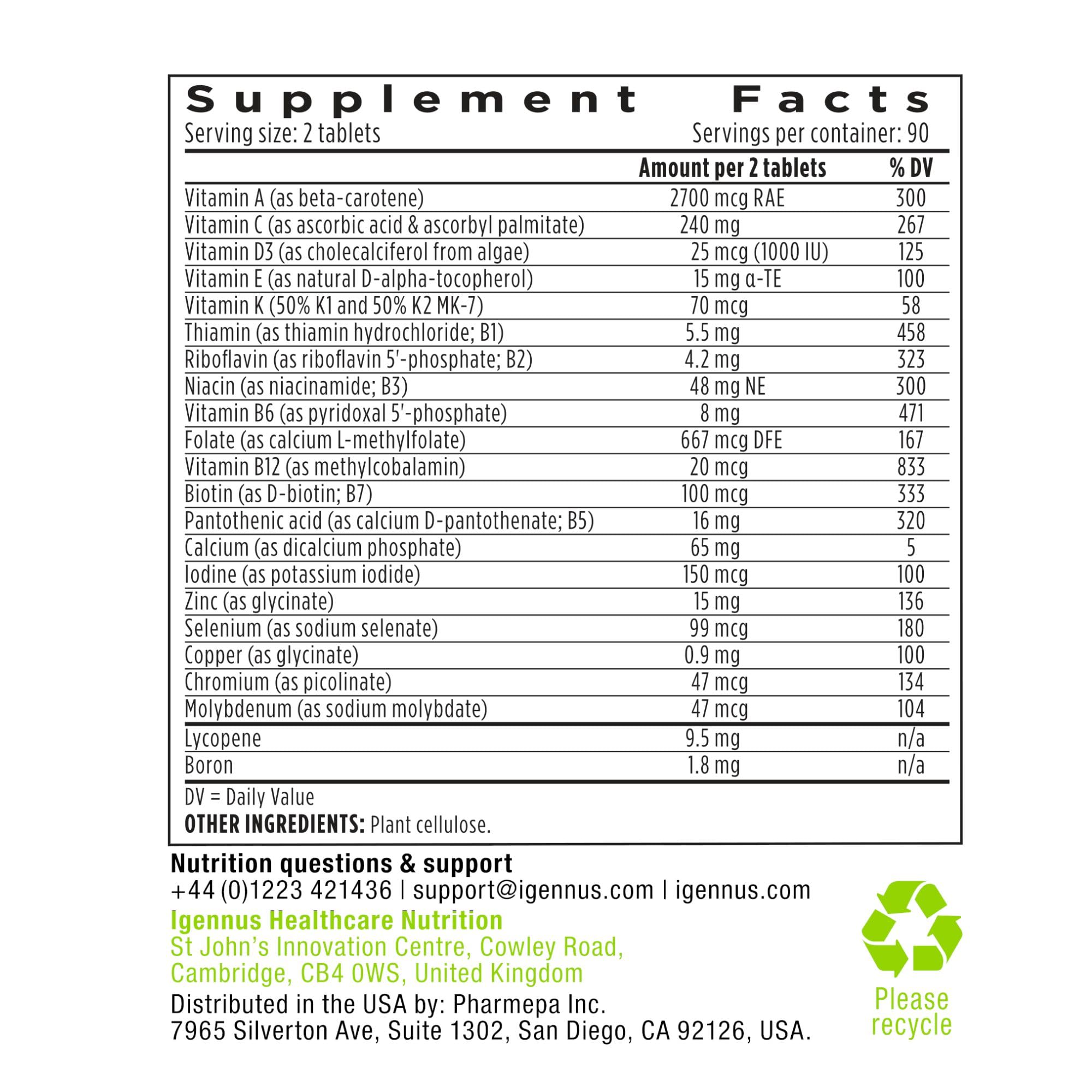 Igennus Methylated Multivitamin for Men, 22 Actives, 3-Month Supply — Amazon image 6