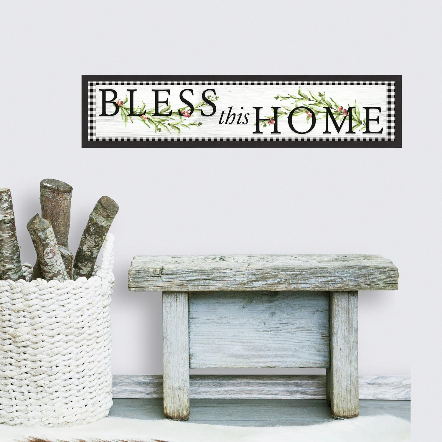 Repositionable Stickers Bless This Home Country Message, Black / Green, 91.44 cm. 20.32 cm - Image 2