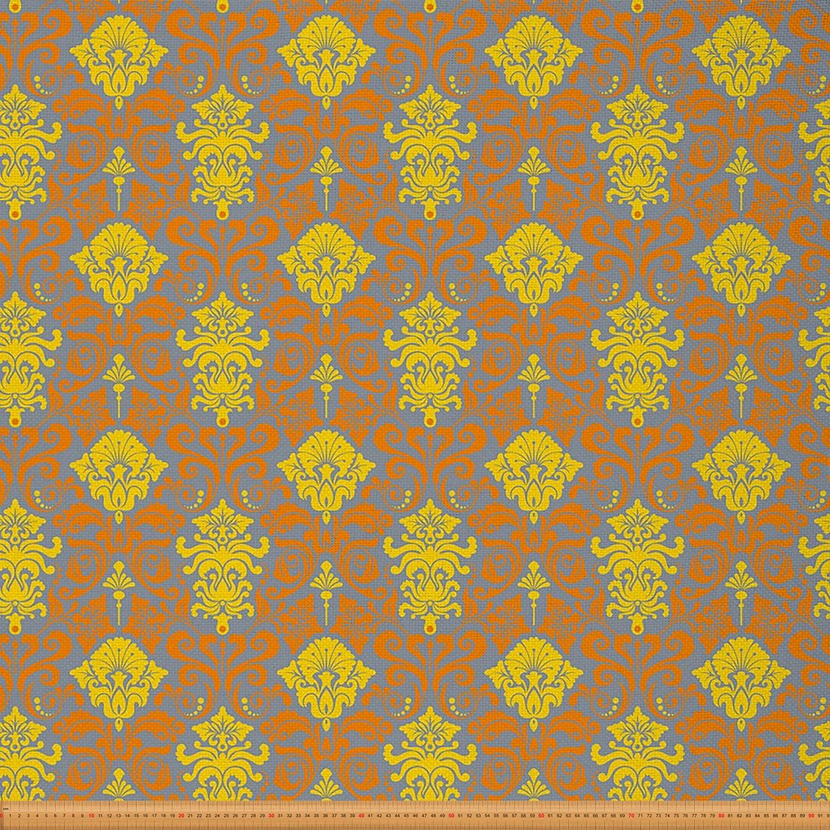 Damask Decorative Fabric Boho Floral Upholstery Fabric Retro Antique Indoor Outdoor Fabric Baroque Noble Waterproof Outdoor Fabric DIY Art Waterproof Fabric Orange Yellow 3 Yards