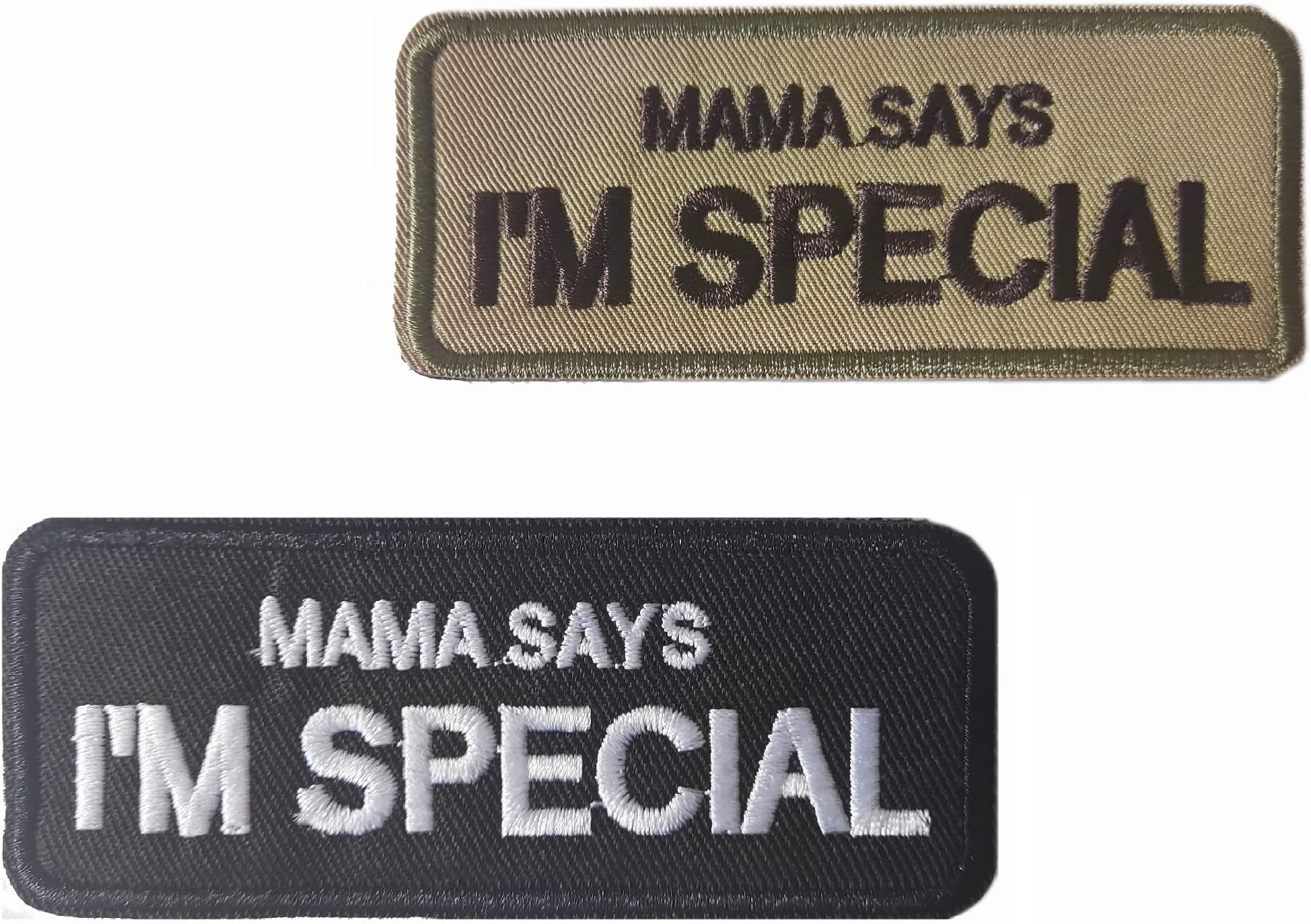 2PCS Mama Says I'm Special Patches, Hook & Loop Funny Patch Full Embroidery Badge for Dog Vest Harness and Caps Bags Vests Jackets Backpacks Uniforms