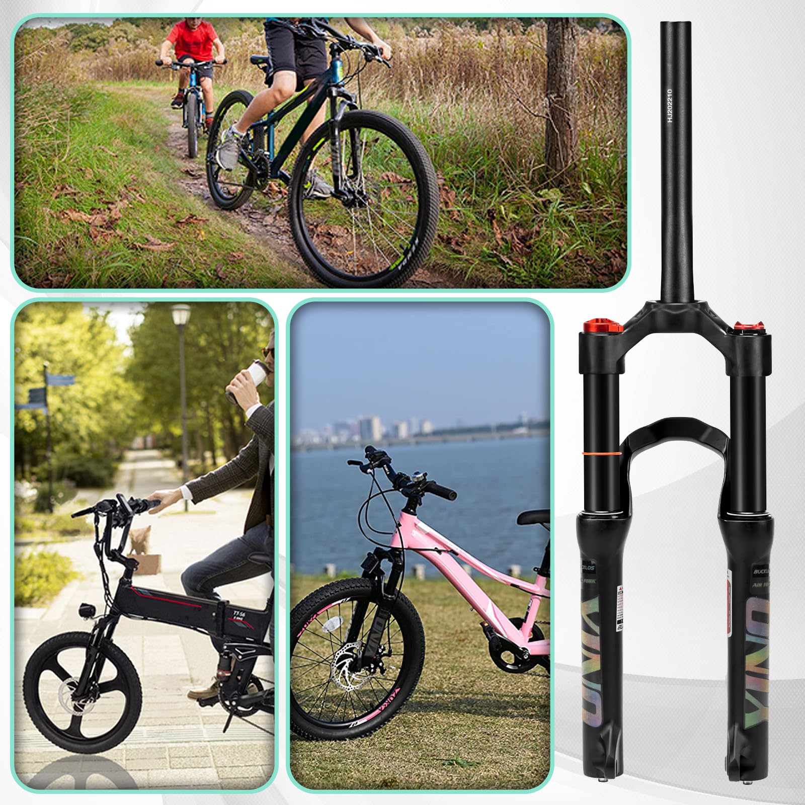 20-Zoll-Air-Mountainbike-Federgabel, 100 mm Federweg, 1 1/8 Zoll gerades Rohr, manuelle Sperre, 9 mm Schnellspanner, Mountainbike-Vorderradgabel, passend für MTB-Tourenräder