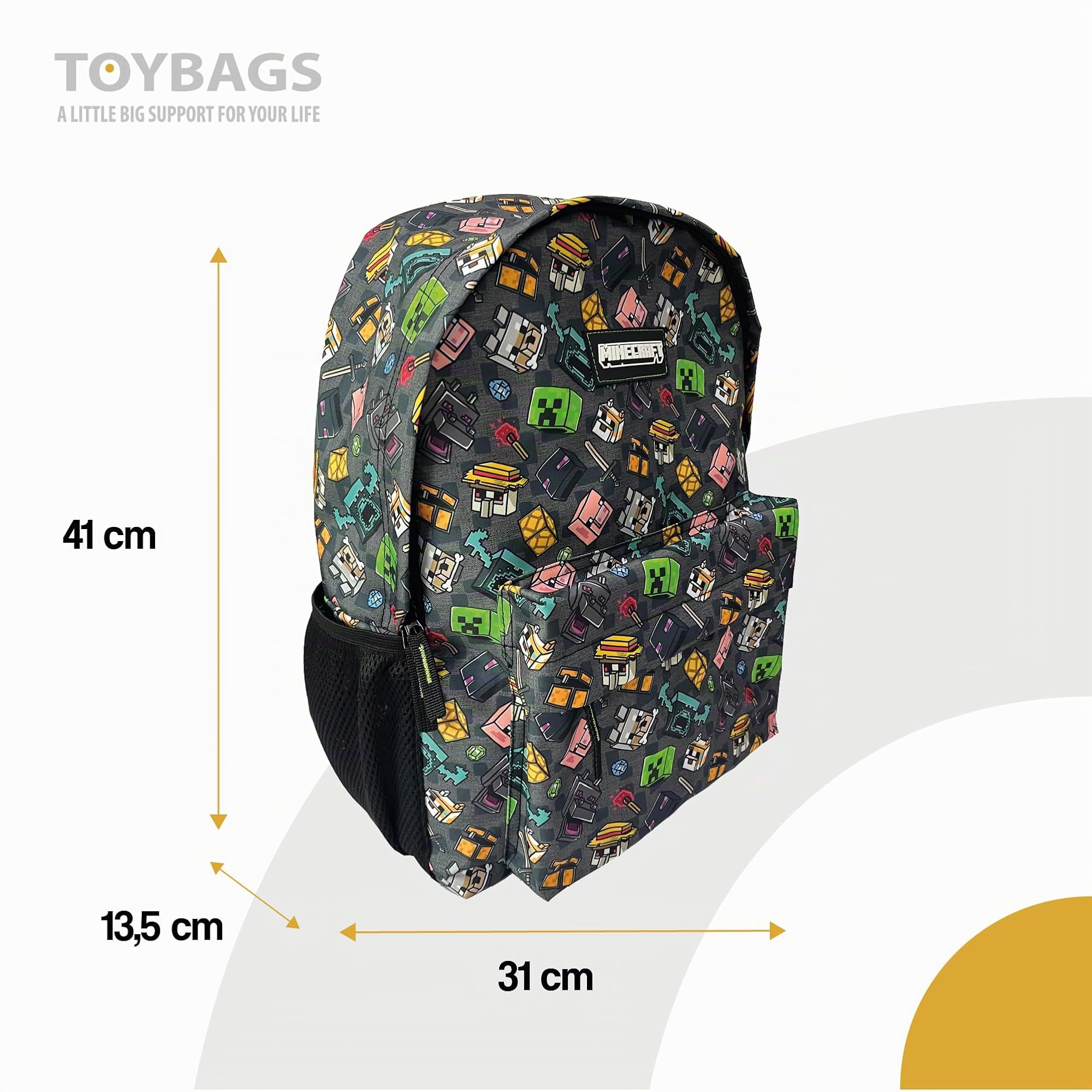 ToyBags Mochila Escolar Minecraft Pixel 25 Adaptable a Carro con Espaldera Acolchada y Compartimento Portalaptop 42 x 31 x 13.5 cm