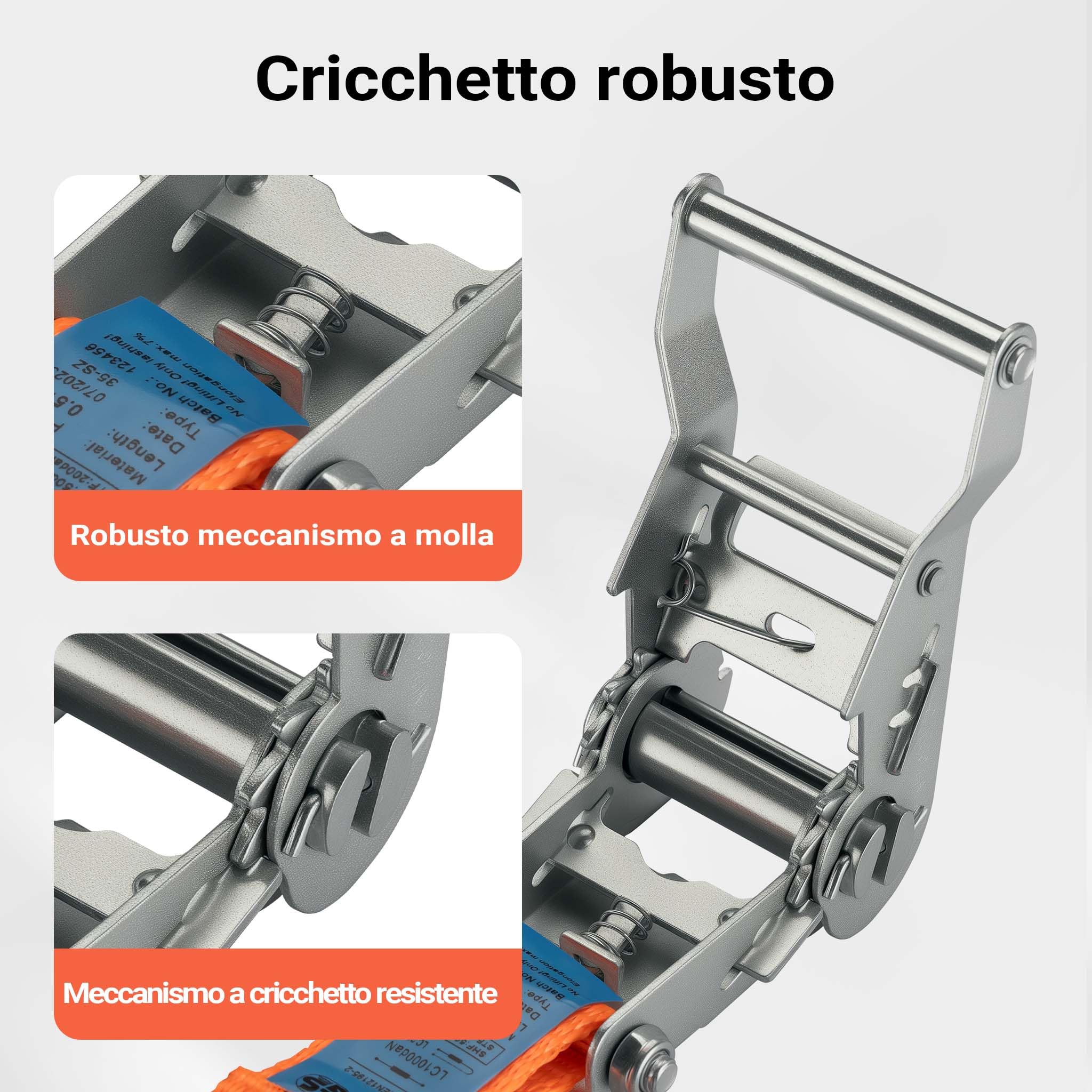 XPOtool Cinghia di ancoraggio a cricchetto Set 4 cinghie di fissaggio 6 m 3000 daN