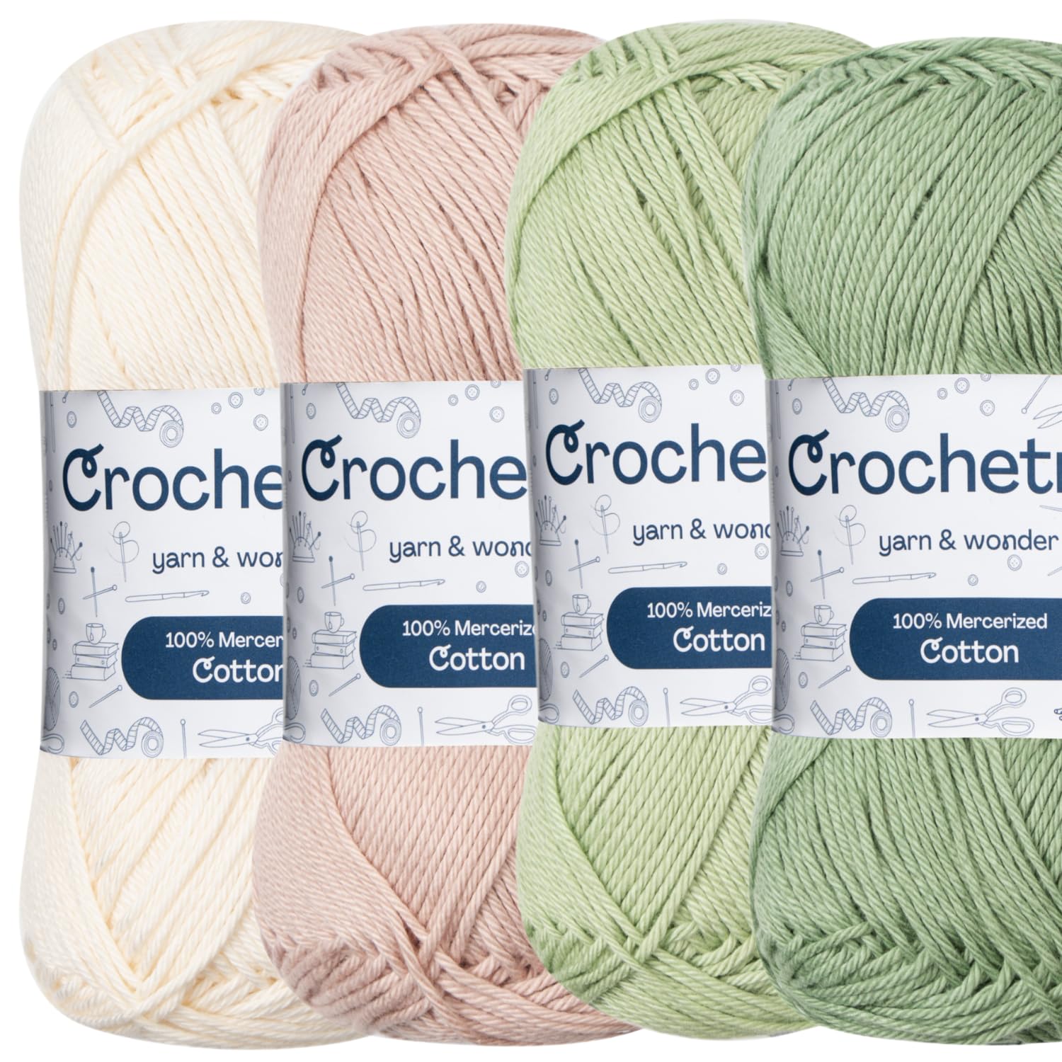 Premium Mercerized Cotton Yarn for Crochet & Knitting – Fingering Weight 4-Ply, 50g (1.76 oz) / 125 m (136 yds), High-Gloss, Anti-Splitting, Fade-Resistant Cotton (Light Nature)