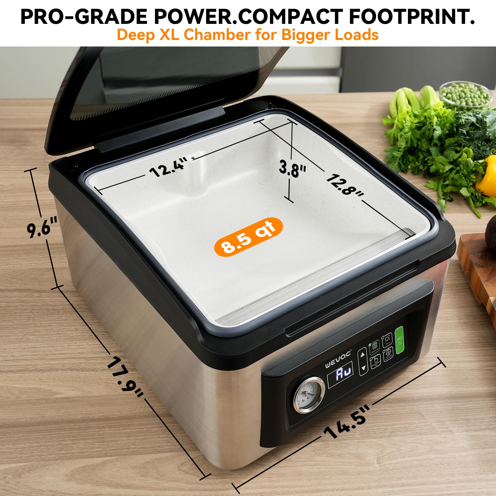 Wevac CV12 Pro urządzenie do pakowania próżniowego, pręt uszczelniający 30,5 cm, automatyczny czas próżniowy, głęboka komora z łatwą do czyszczenia konstrukcją, jakość handlowa do mięsa, płynów, zup