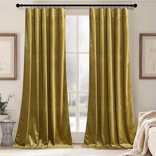 Miniatura 305 de RYB HOME Cortinas de terciopelo súper lujosas con diseño de bolsillo para barra, cortinas de privacidad con aislamiento térmico para oscurecer