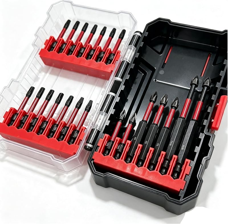 21PCS Screwdriver Bit Set,Steel Drill Bits for Power Drill with Magnetic | S2 Steel Impact Driver Bit Set, Heat-Treated, Magnetic Tip, 50/75/100mm, for Craftsman Drill and Manual Drivers