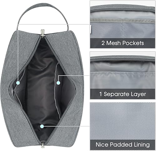 Miniatura 5 de Narwey Neceser de viaje para hombres y mujeres, kit Dopp de viaje, bolsa de afeitar para accesorios de aseo personal (gris)
