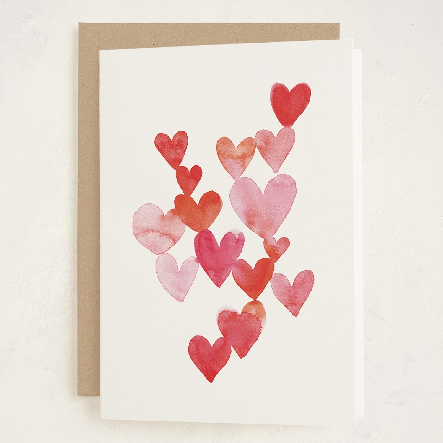 Minted Watercolor Hearts Greeting Cards – 5 Pack of Folded 5x7 Blank Note Cards with Matching Envelopes | All Occasion Stationery Set for Birthdays, Anniversaries, Weddings, Love Notes