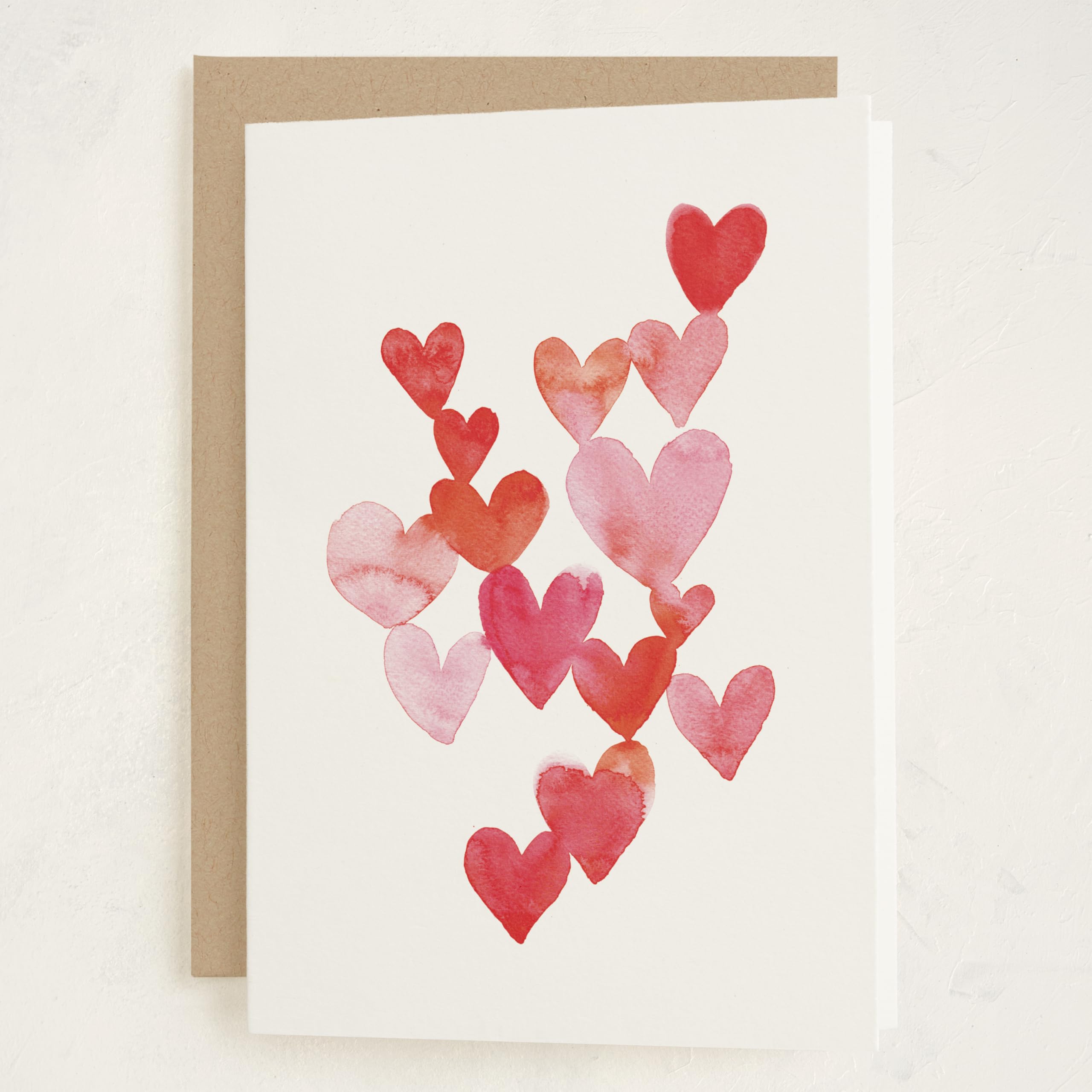 MINTED Love Is Around You Valentine's Day Blank Card, Watercolor Hearts Illustration Note Card, Premium 5x7 Blank Greeting with Envelope, Romantic