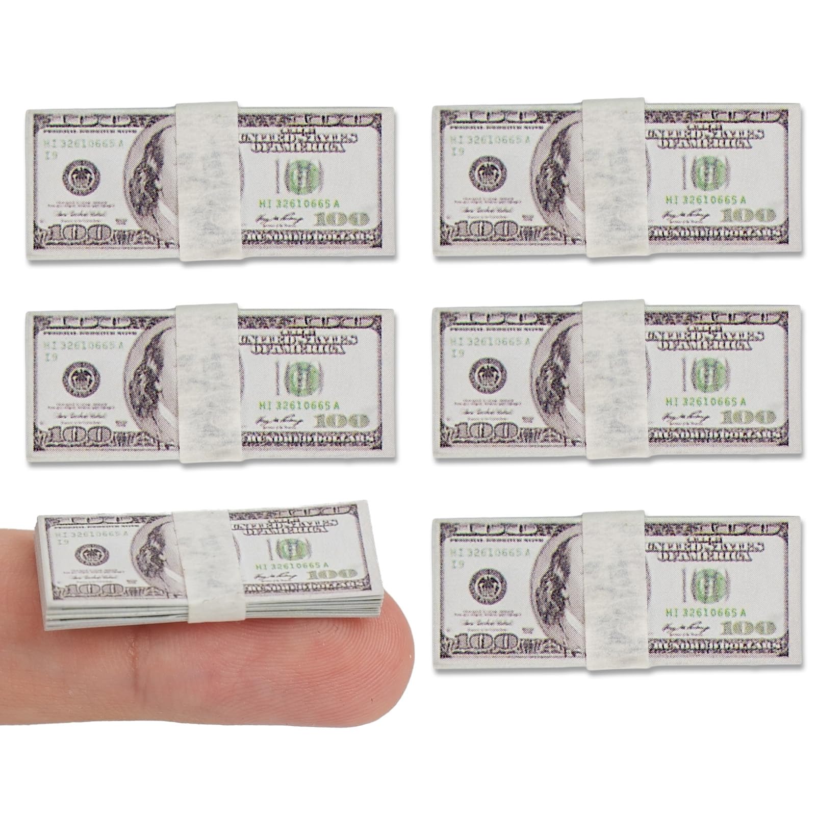 CHAMBERY 1:6 Scale Miniature 100 Dollar Bills Mini Money 150Pcs Dollhouse Accessories Decoration