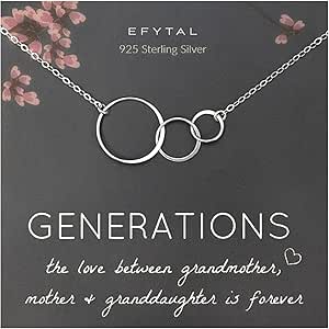 EFYTAL Mother's Day Gifts for Grandma, 3 Generations Necklace, Mothers Day Gift Ideas for Grandmother, Mother's Day Necklace|Jewelry, Grandma Birthday Gifts, Nana Necklace