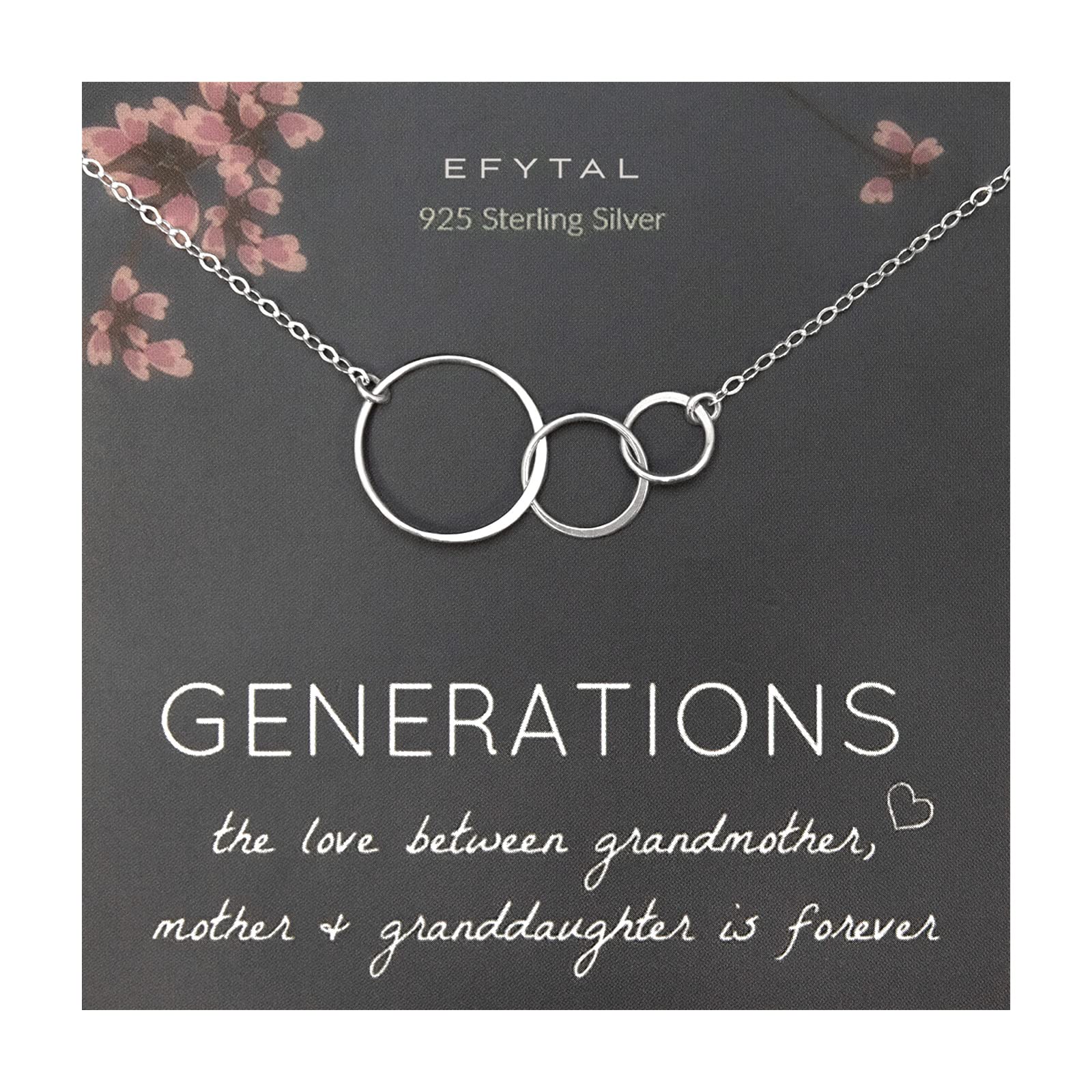 EFYTAL Mother's Day Gifts for Grandma, 3 Generations 3 Circle Necklace for Women, Mothers Day Gift Ideas for Grandmother, Grandma Birthday Gifts, Nana