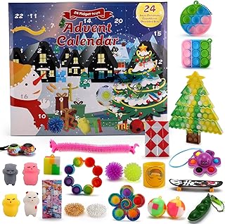 Fidget Advent Calendars for Kids, Christmas Advent Calendars 2023 Countdown 24 Days, Pop Bubble Toy Surprise Box Christmas Advent Calendar Sensory Fidget Toy Packs, Surprise Gifts for Girls