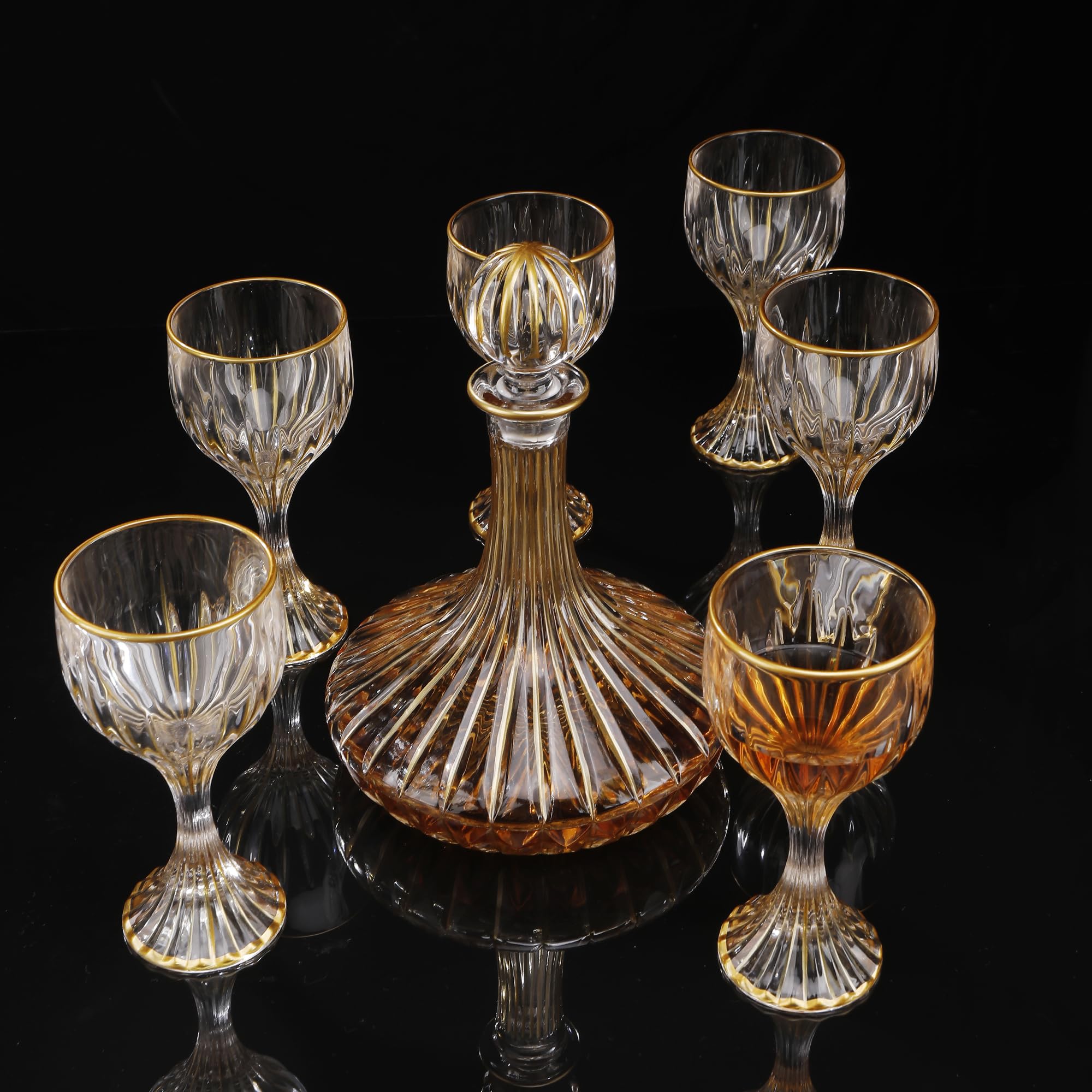 Carafe à whisky en cristal doré peinte à la main avec bouchon en verre – Verre en cristal sans plomb – 1500 ml – Carafe à liqueur élégante pour whisky, scotch, bourbon et spiritueux (carafe