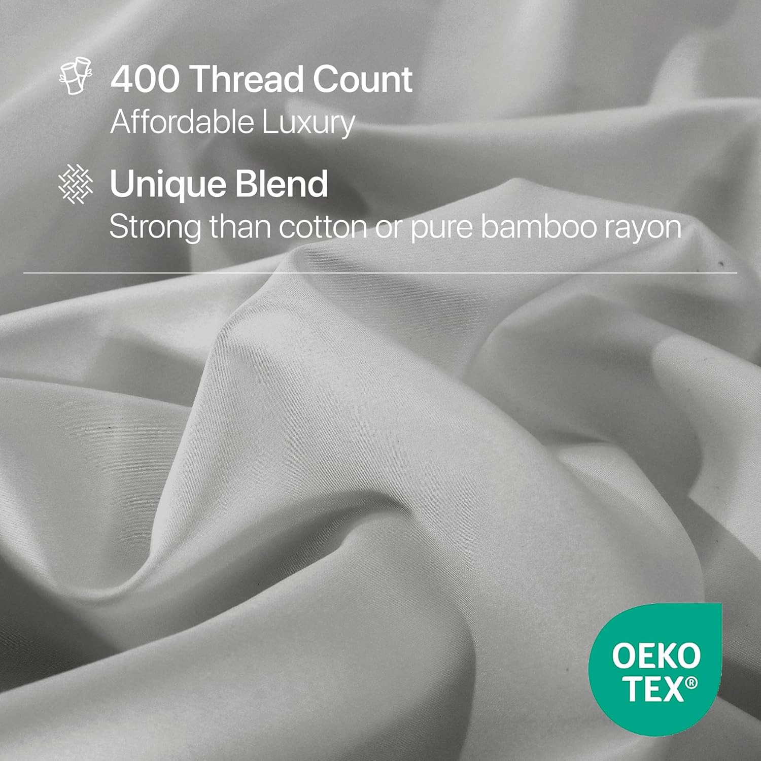 NATUREFIELD Bed Sheets Set King Size (4pc), Rayon Derived from Bamboo & Organic Cotton Blend, Silky Soft Cooling Sheets with Deep Pockets, Hotel Luxury Bedding Sheets & Pillowcases - Image 2