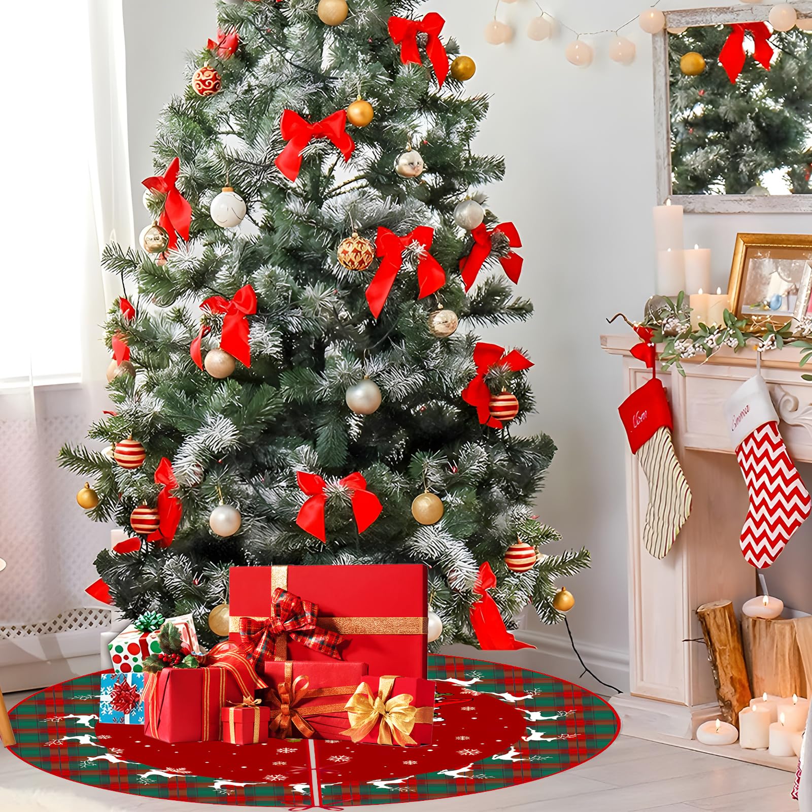 Gonna Per Albero Di Natale Rossa 120 Cm – In Peluche, Con Tema Natalizio, Lavabile, Per Decorare La Base E Nascondere Regali - copertina