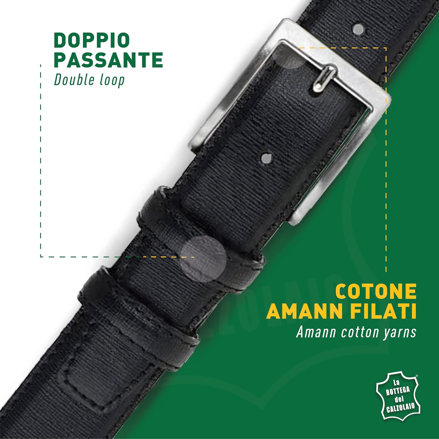La Bottega del Calzolaio Leather belt 3.5 cm Saffiano formal Made in Italy handmade
