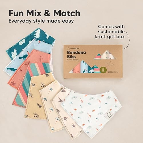 Miniatura 158 de KeaBabies 8 unidades de baberos tipo bandana orgánicos para niñas - Baberos tipo triángulo súper absorbentes para bebés que babean y están en