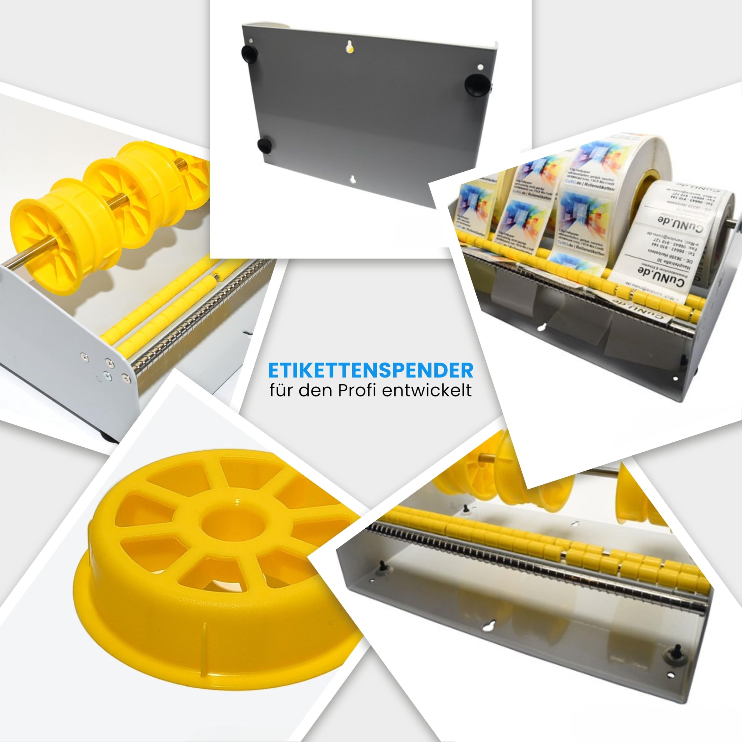 Etikettenspender manuell für max. 317mm breite oder mehrere Etikettenrollen - Großer Etikettenrollenspender für Etiketten, Label, Rollenetiketten, Haftetiketten, Klebepunktetiketten