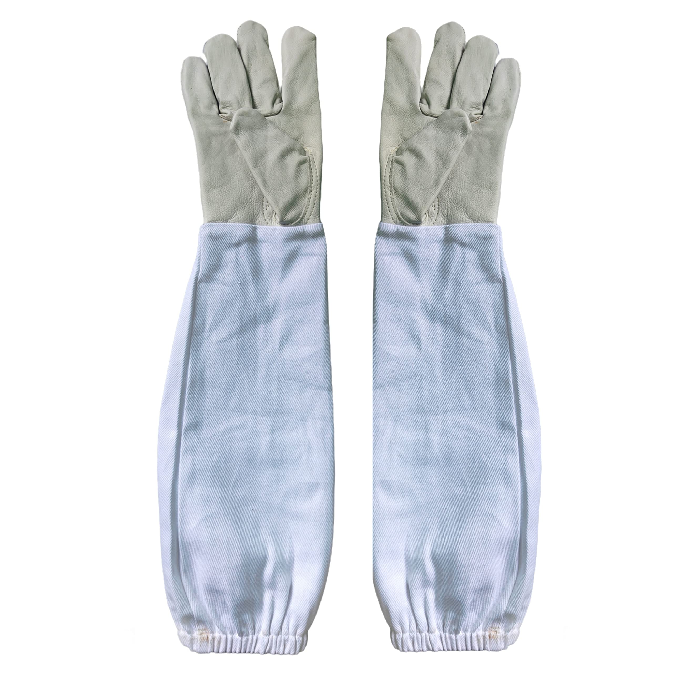 RAHBAN Beekeeping Protective Gloves Pair - Breathable Fabric Leather Gloves with Elastic cuffs – Anti Bee Sting Beekeeper Gloves - Image 2 thumbnail