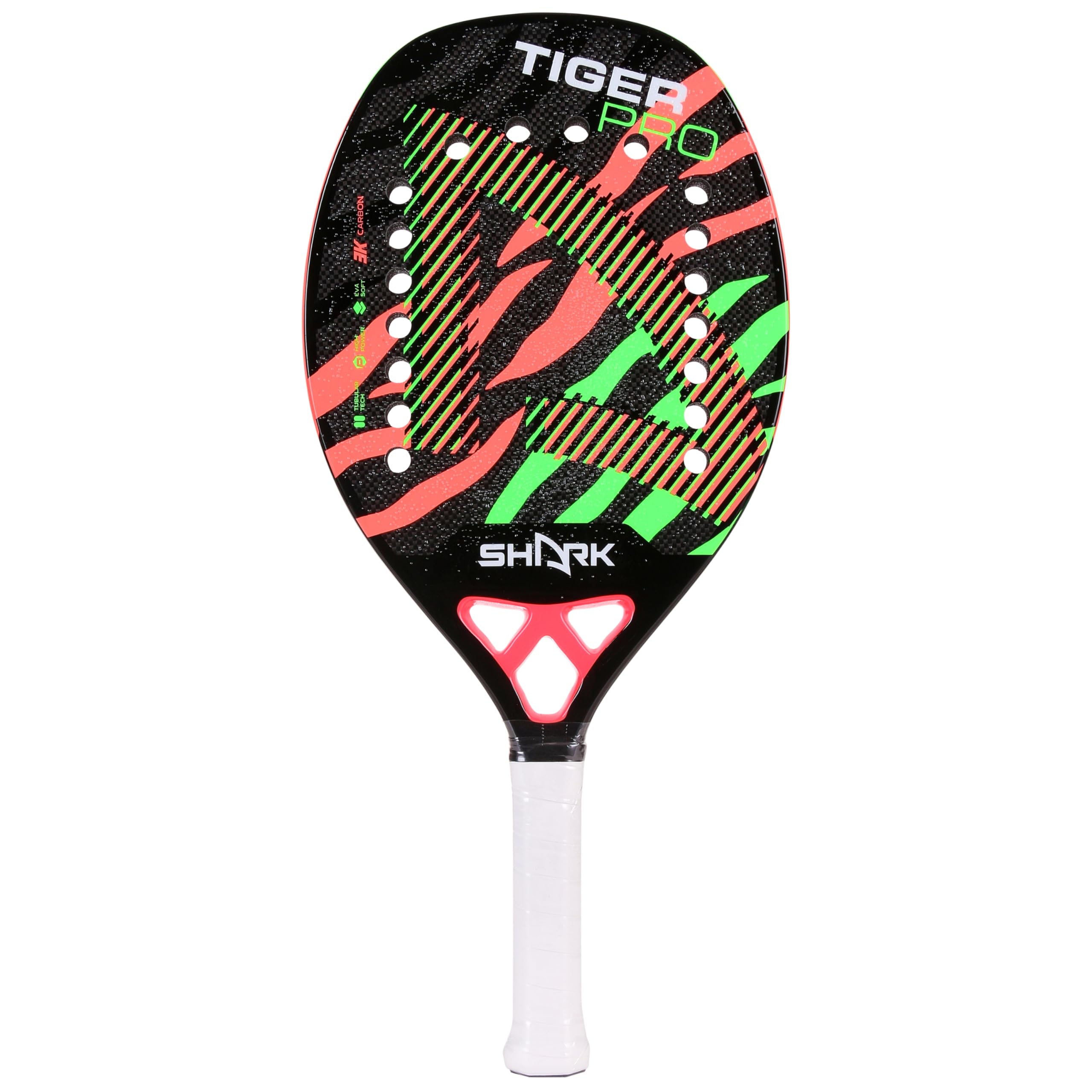 Shark Tiger - Professional Beach Tennis Racket | Carbon Fiber 3K Frame | 22mm Thickness | Micro-Granule Face | for Advanced Players