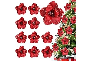 12 Pieces Magnolia Flower Ornaments for Christmas Tree