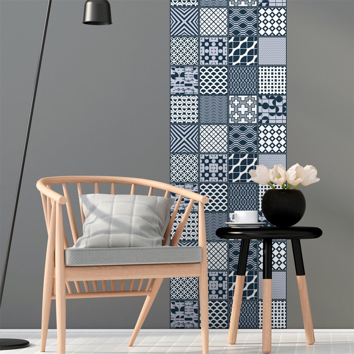 Ambiance-Live col-RV-0359_20 x 20 cm Adhesive Tile Stickers, Cartagena, 20 x 20 cm, Set of 24