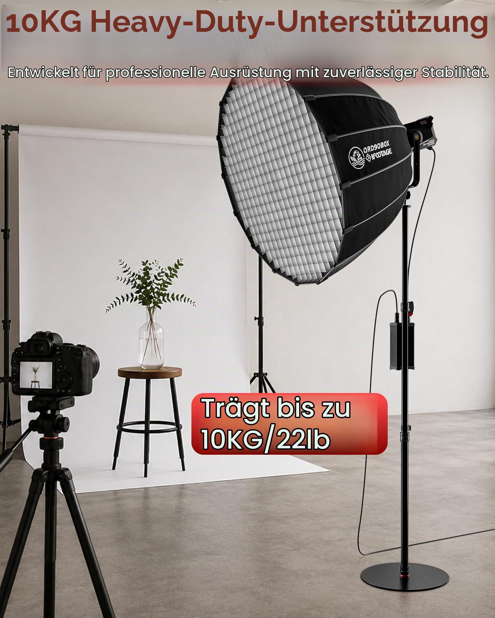 IFOOTAGE Cobra 2 RB-A400 Professionelles Kamera-Aluminium-Einbeinstativ,Studio-Einbeinstativ,gewichteter Basis und Einstellbarer Höhe, Bodenständer,Light Stand,Sockeldurchmesser: 40cm