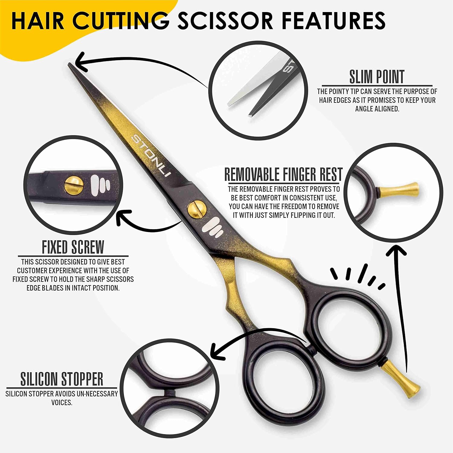 ヘアカット用ヘアドレッシングはさみ - ステンレススチール 6インチ ヘアはさみ 鋭いエッジの理髪師はさみ - ヘアカットはさみ ポ