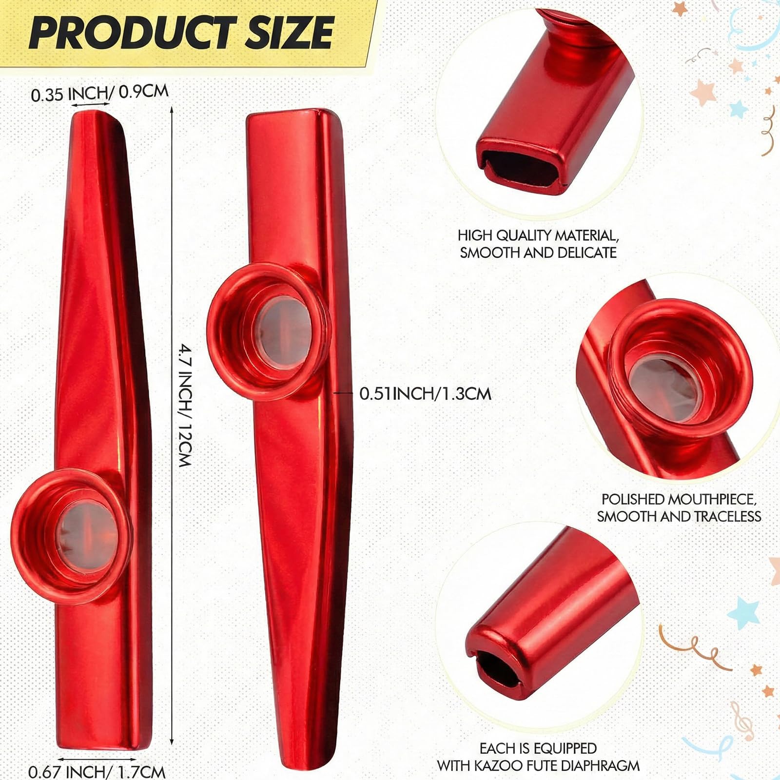 1 instrument Kazoo (czerwony), z 10 membranami Kazoo, osłoną ochronną i tubą, oryginalny instrument muzyczny – budzi kreatywność i samogłoski, pasuje do ukulele, gitar, partnerów i