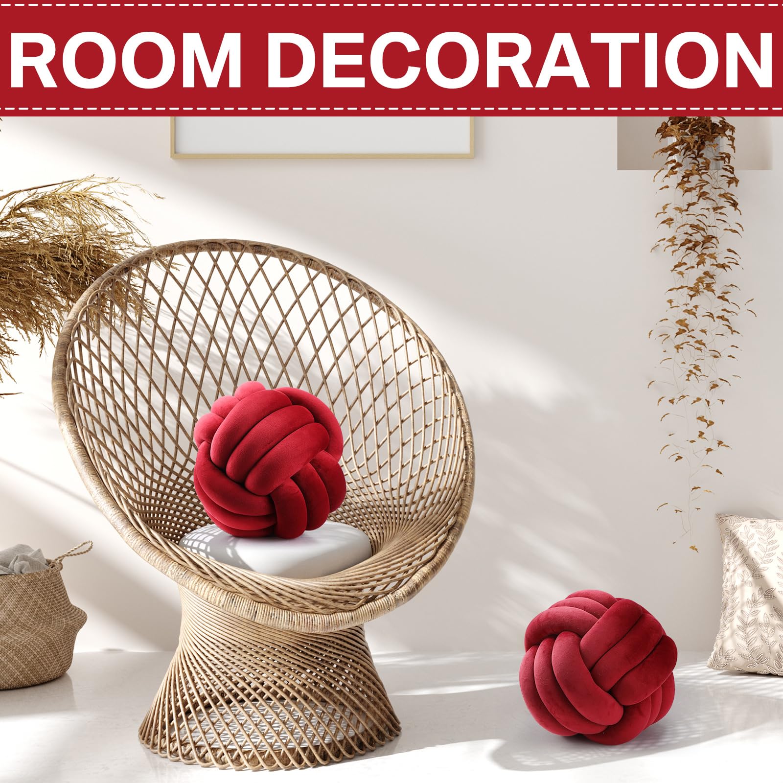 Knotenball Kissen Rund 42cm - Weiches Wurfkissen Für Wohnung