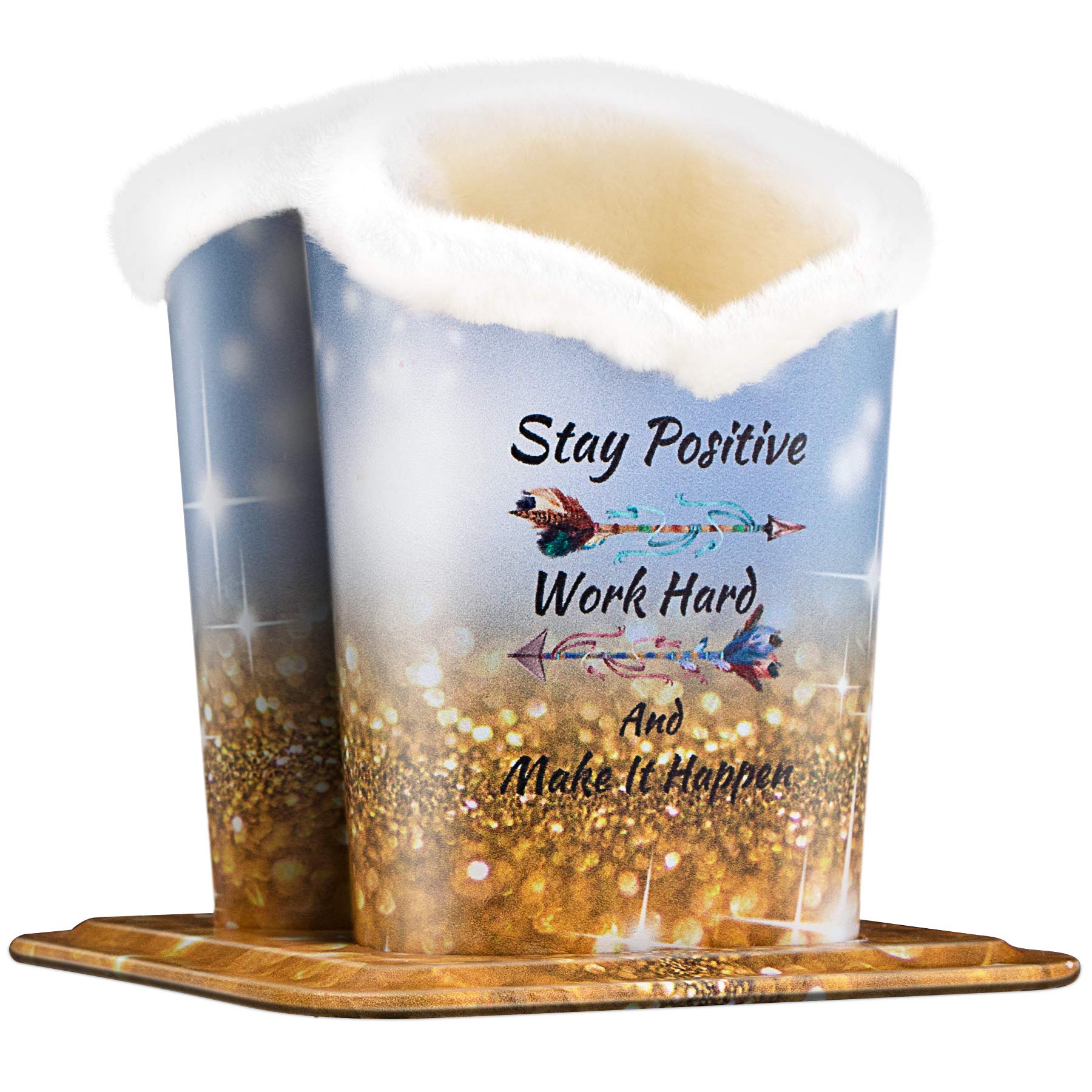Plush Fluffy Lined Double Eyeglasses Holder Stand Protective Glasses Holder Case Rests Securely on Desk or Nightstand