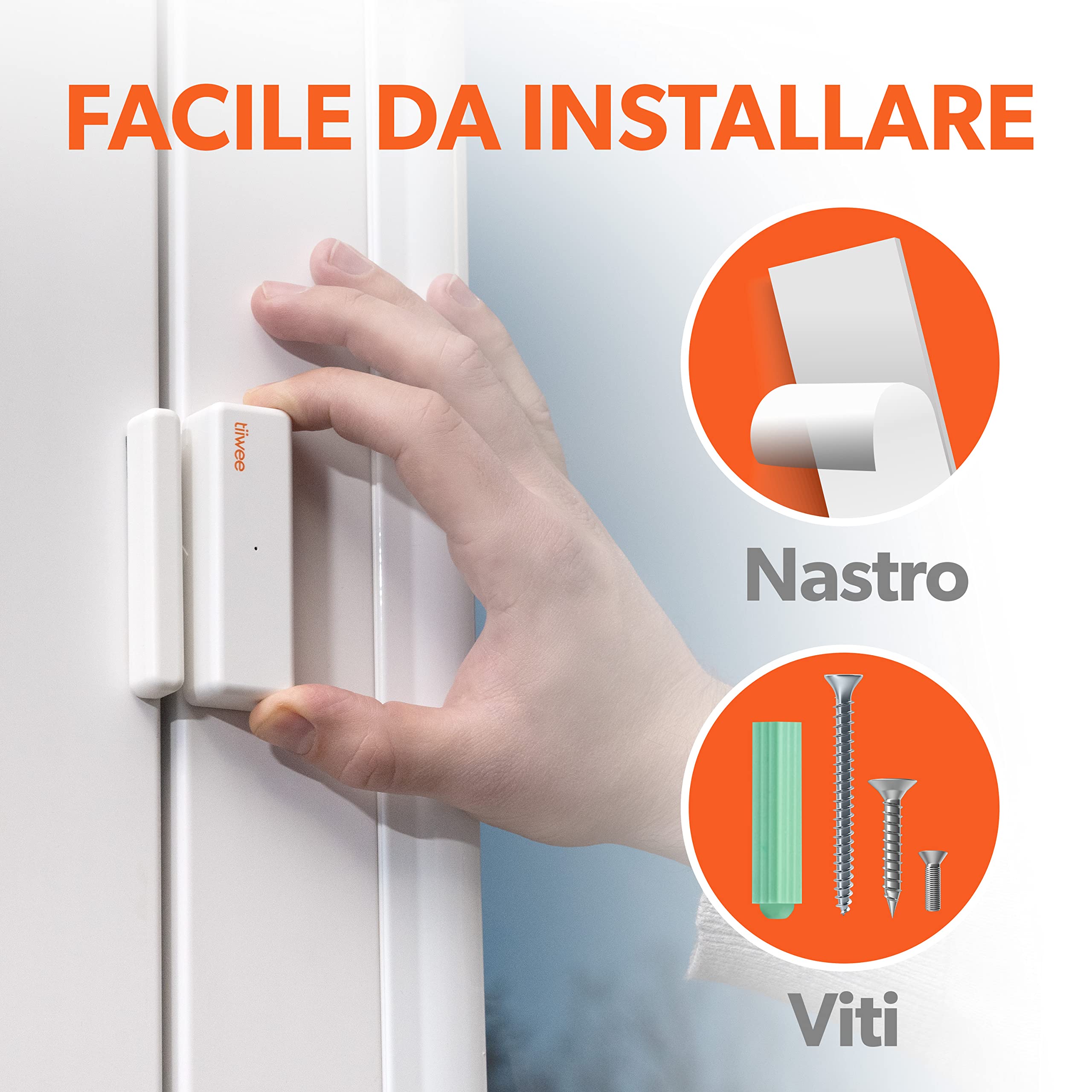 tiiwee Sistema di Allarme per Porte e Finestre - Sistema di Sicurezza con Potente Sirena, 4 Sensori per Porte e Finestre e 2 Telecomandi - Protezione Antieffrazione Casa, Appartamento, Garage