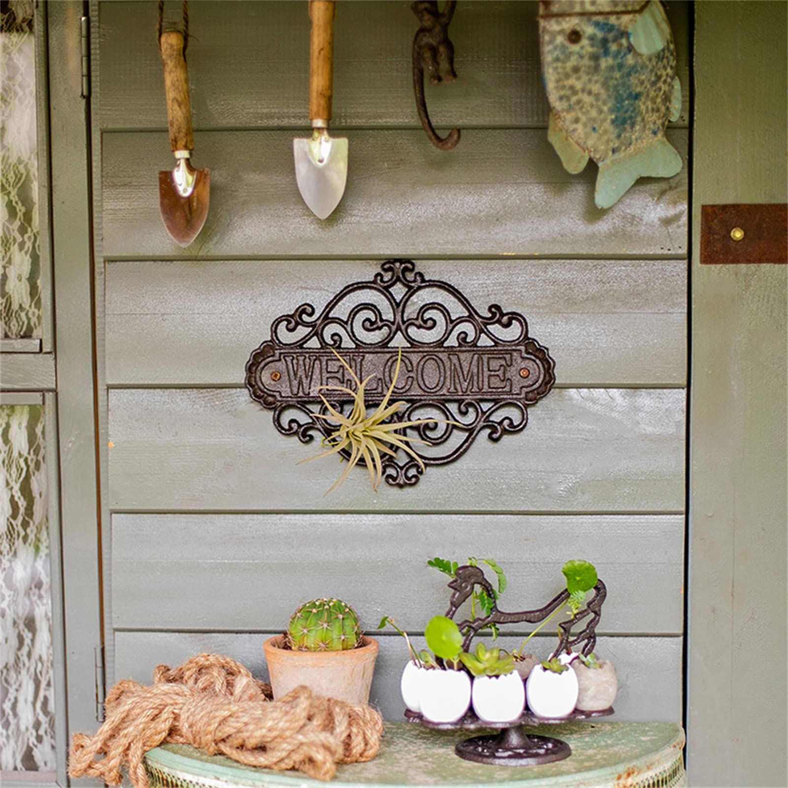Amazon.co.jp: ウェルカムプレートウェルカム ボード 鋳鉄 ウェルカム