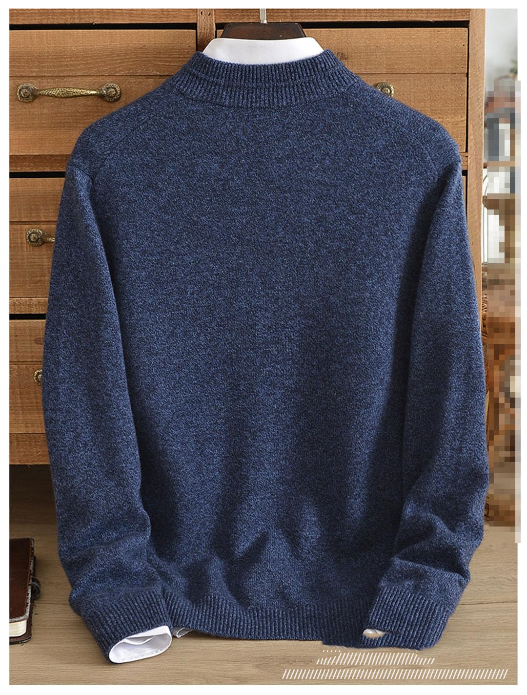 Maglione da uomo con scollo a V in cashmere con risvolto e bottoni maglione in cashmere di mezza età