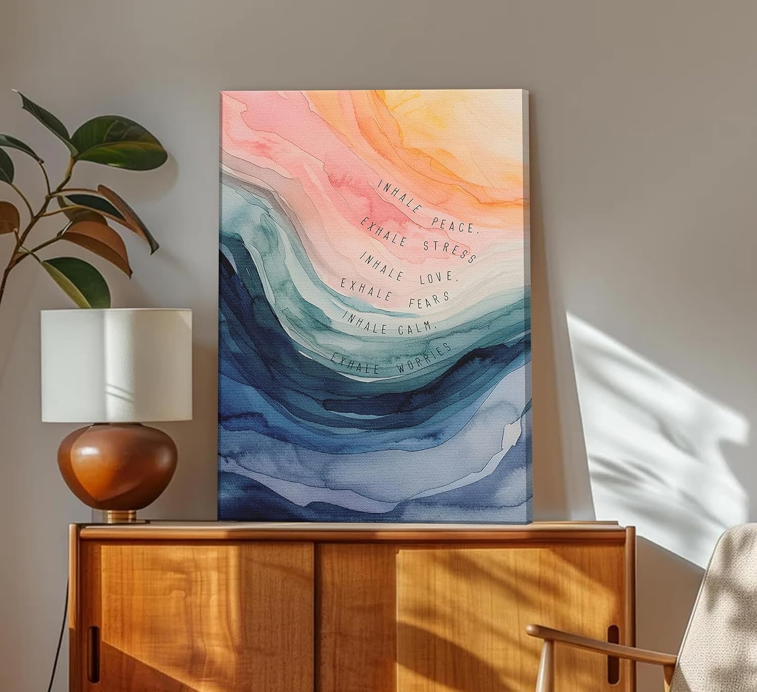 Mental Health Canvas Wall Art Inhale Exhale Meditation Painting Picture Wall Decor Watercolor Abstract Therapy Office Poster Print Artwork for School Counselling Room Office Furniture Decoration - Image 5