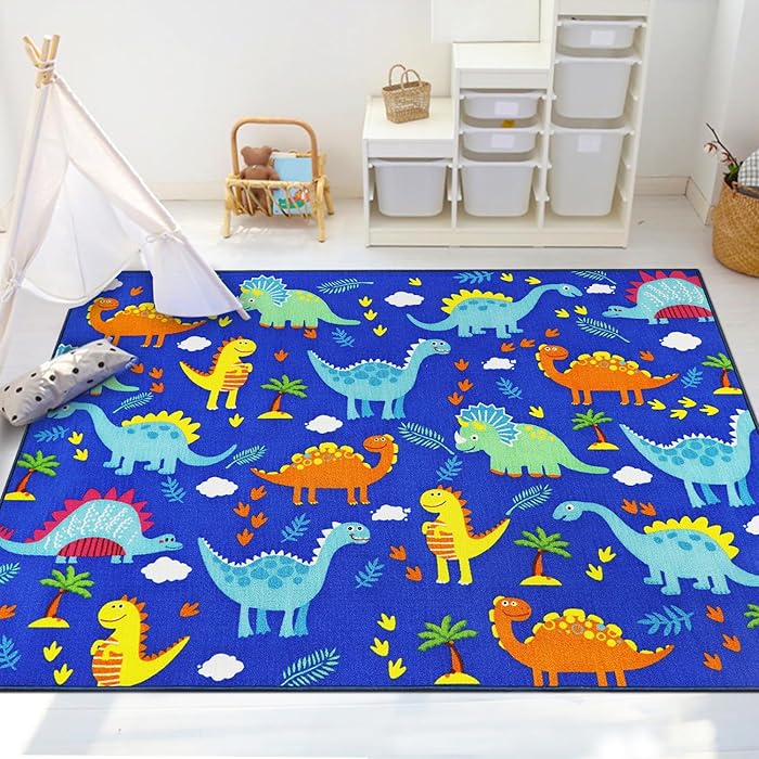 7 Dinosaur Rugs for Nursery & Early Years ๐ฆ๐ถ Capslpad Blue Dinosaur Kids Play Rugs