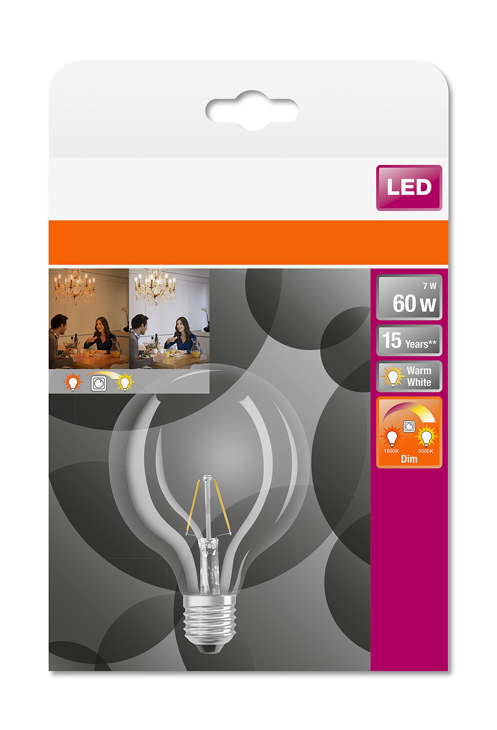 Osram Ampoule LED Verre 7 W E27 Transparent Set de 4