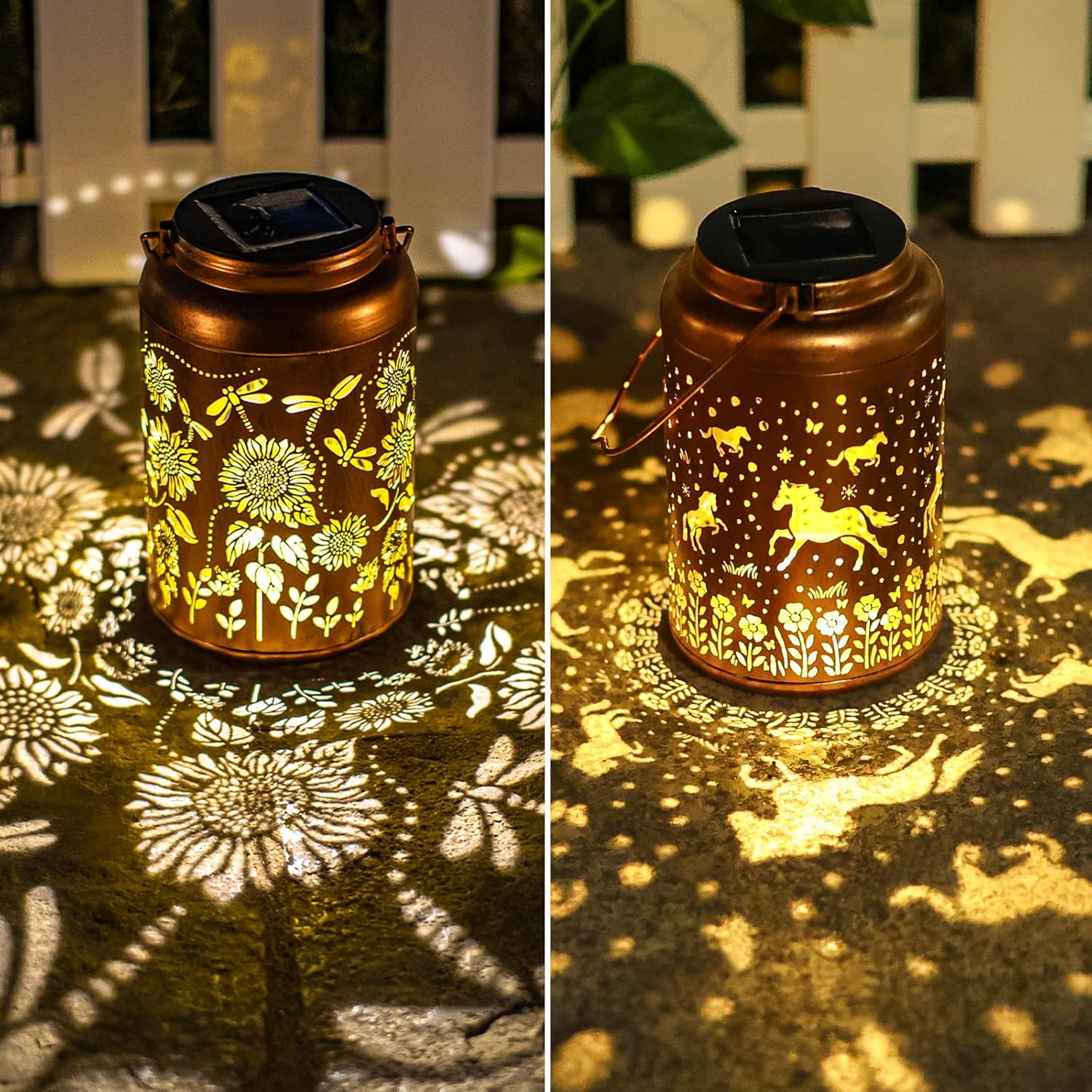 Christmas Gifts for Women Mom Grandma,Sunflower Solar Lanterns Outdoor Waterproof Hanging Solar Lights,Birthday Gift Dragonfly Lantern Metal,Garden Decor Decorative Yard,Patio,Lawn,Porch,Deck,Balcony