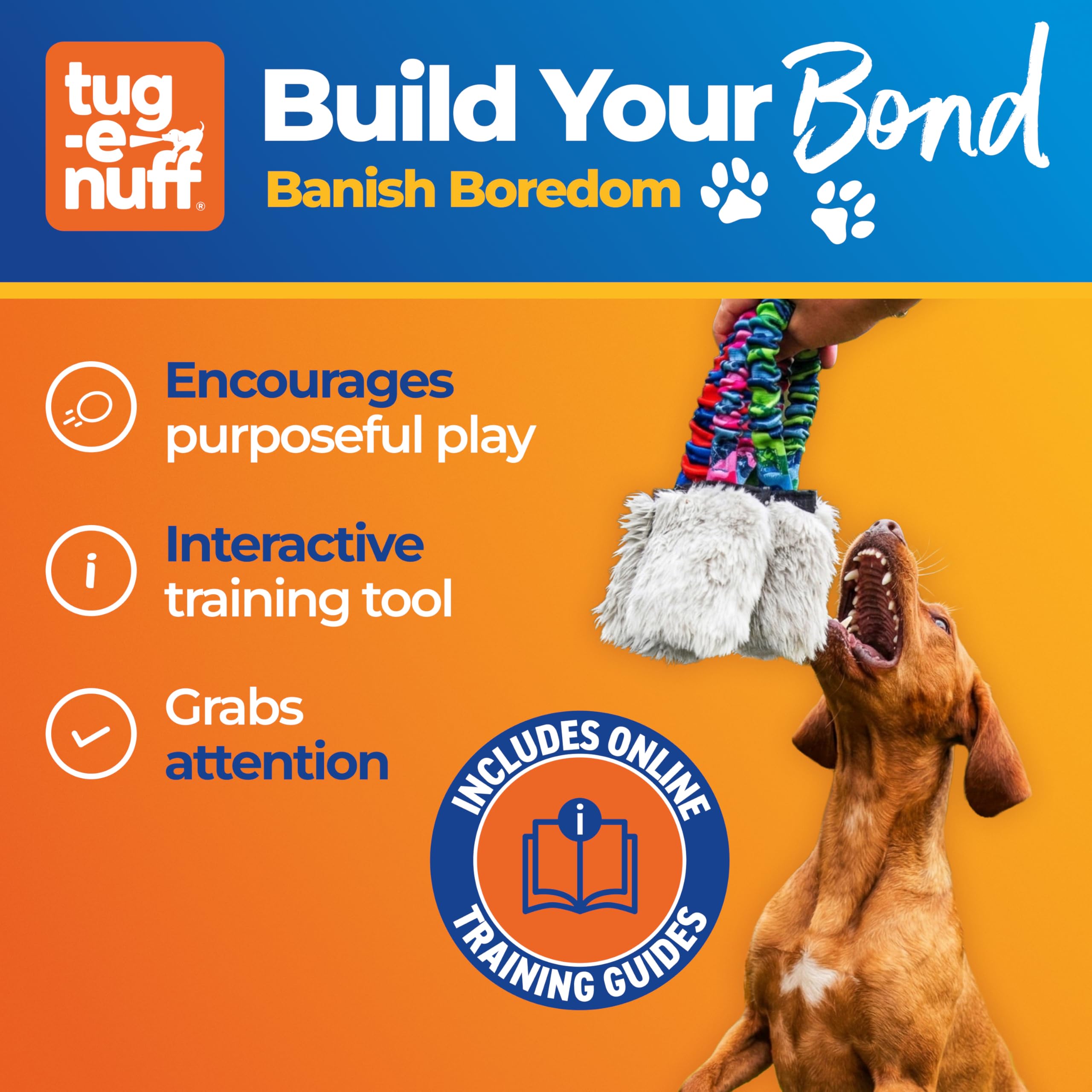 Tug-E-Nuff Bungee-Quietscher aus Kunstfell, für Hunde, 30,5 cm, Orange