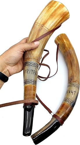 Miniatura 8 de 5MOONSUN5 's Viking Soplando cuerno de vaca silbato - Medieval, Ganado nórdico, corneta de cuerno antiguo - Herramienta de caza