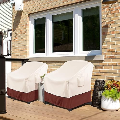 Miniatura 9 de COSFLY Fundas impermeables para muebles de patio, fundas para sillas de exterior, paquete de 2 fundas resistentes, se adaptan a hasta 31.5 pulgadas