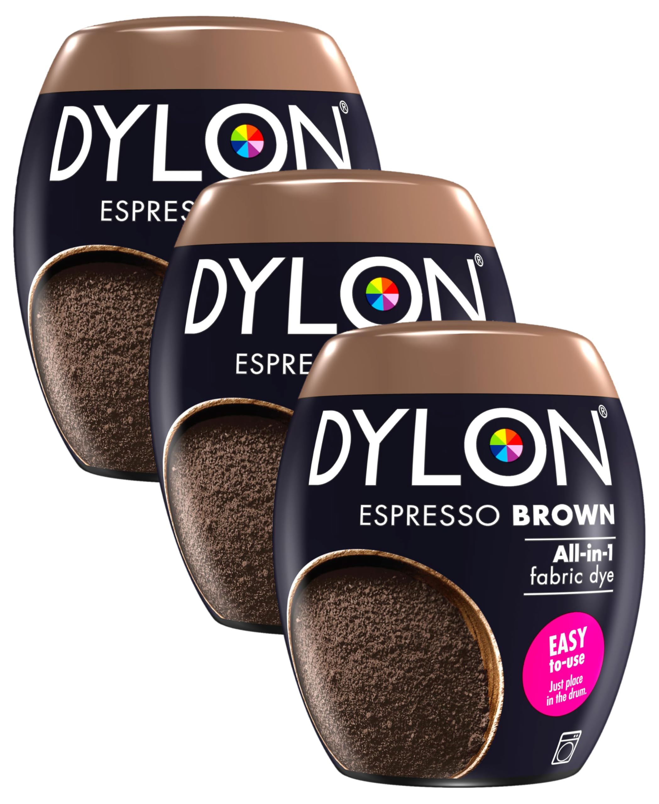 DYLON Washing Machine Fabric Dye Pod for Clothes & Soft Furnishings, 350g – Espresso Brown (Pack of 3)