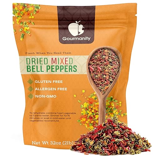 Miniatura 9 de Gourmanity - Pimientos secos de campana mixta, 2 libras, pimientos secos, pimienta seca, pimientos deshidratados, pimientos secos picados, pimientos