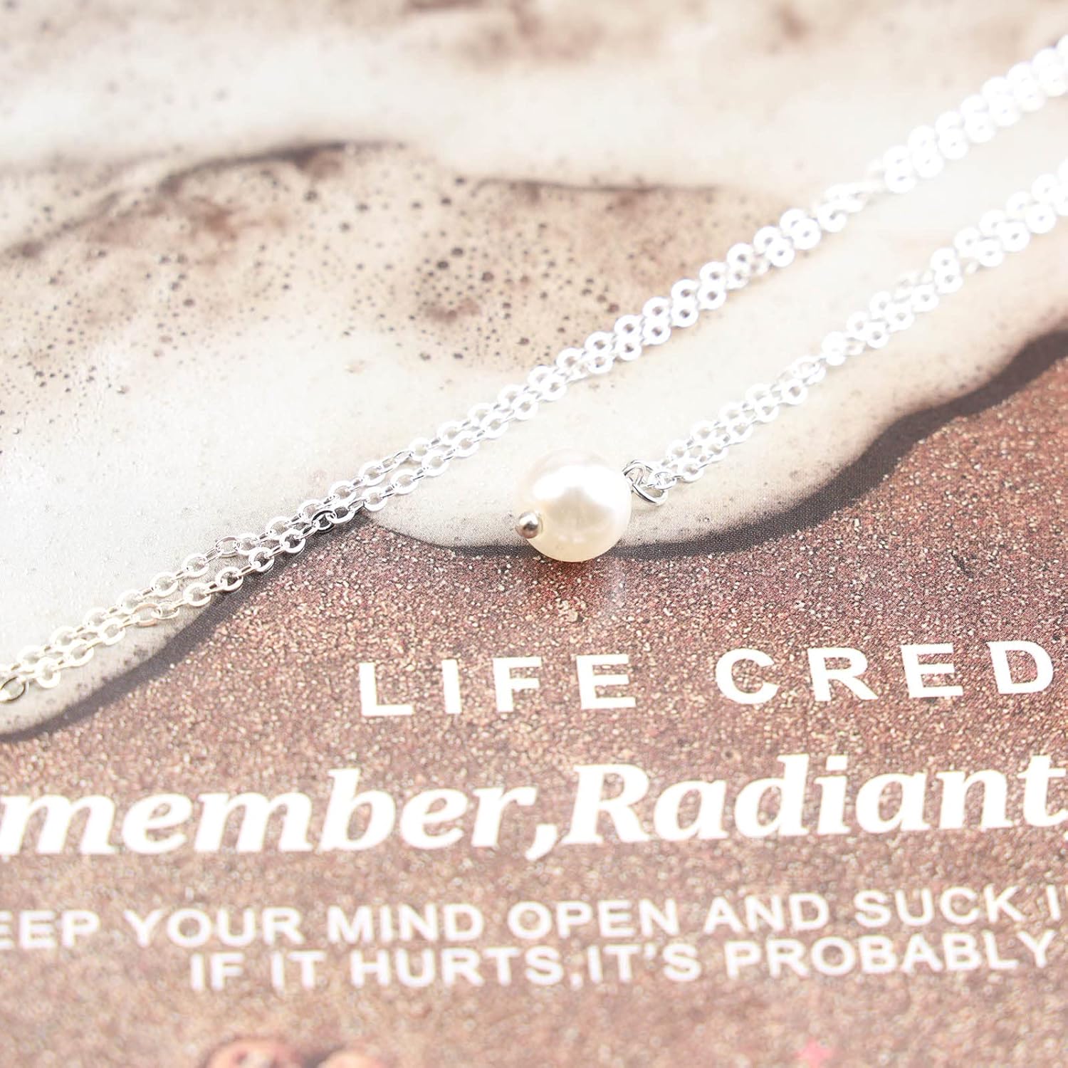 Boho Long Pearl Pendant Necklace Long Silver Pearl Necklace Minimalist Chain Necklaces Adjustable Pearls Drop Chain Necklace Jewelry for Women - Image 5