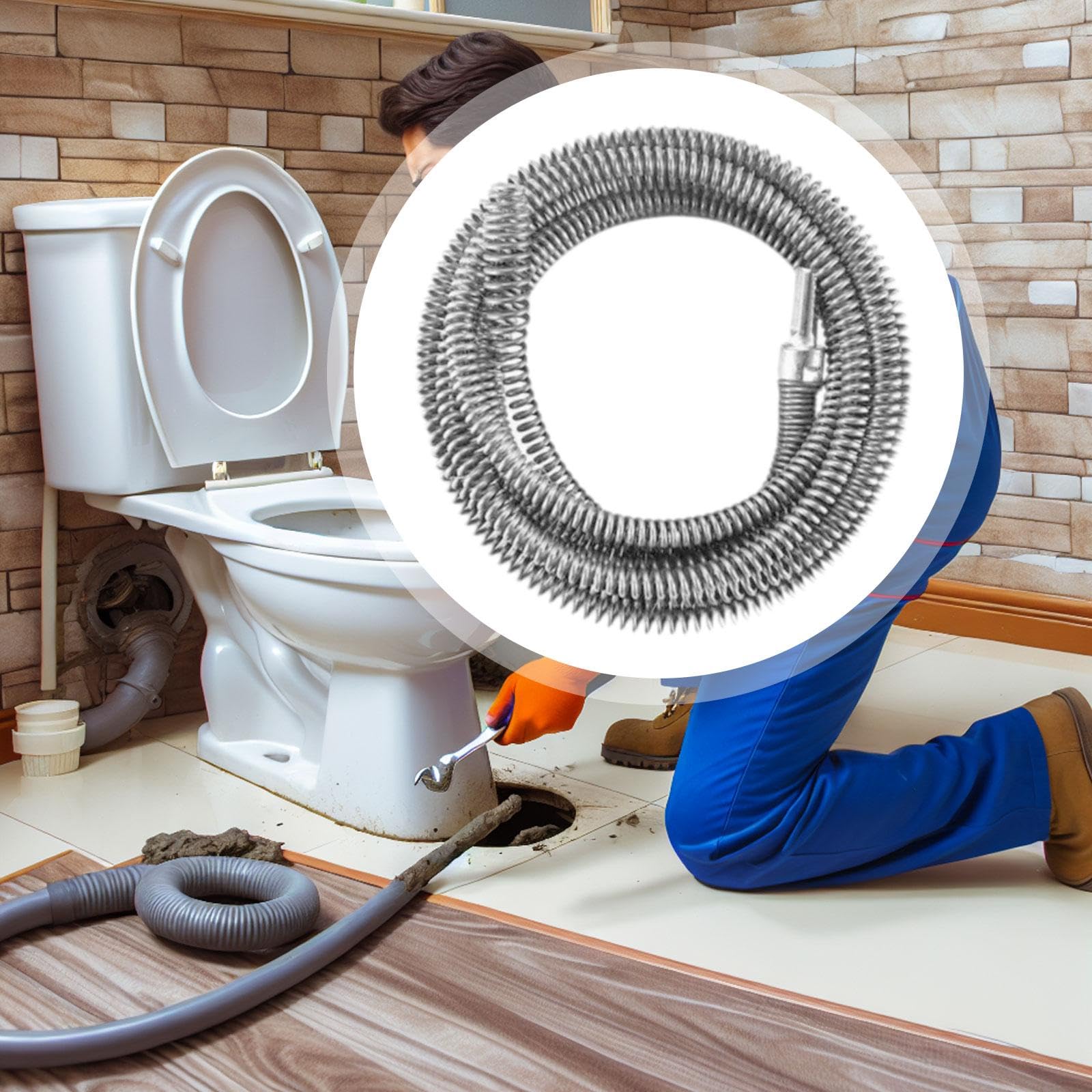 MERIGLARE Desatascador de Desagües con Resorte, Fácil de Instalar, 16 Mm, Flexible con Resorte, Herramienta de Desatasco para Obstrucciones de, 10m