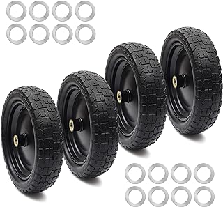 AR-PRO (4-Pack) 13" Flat Free Tire and Wheel - with 5/8" Axle Bore Hole, 2.17" Offset Hub - 13 lnch Solid Wheels Compatible with Garden wagon Cart,Hand Trucks,Utility Cart and Lawnmower Yard Trailers