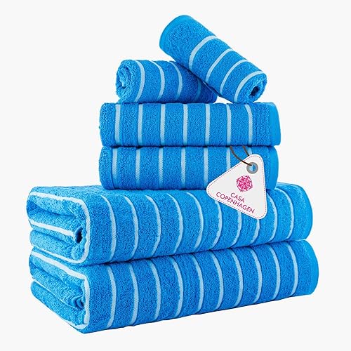 Miniatura 42 de CASA COPENHAGEN Solitaire - Juego de toallas de 6 piezas, color blanco brillante, 21.16 oz/m², 2 toallas de baño, 2 toallas de mano, 2 toallas