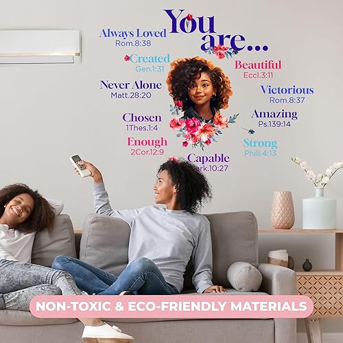 Miniatura 4 de Vinilo decorativo para pared, diseño religioso de niña negra con texto en inglés "I Religious Wall" I Black Girls Bedroom Decor I Motivational,